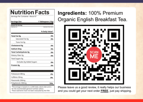 1.5lbs USDA Organic English Breakfast Tea – Brook & Barrel Tea - 1.5lbs - Glass Jar - Image 7