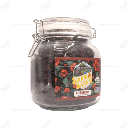 1.5lbs USDA Organic Hibiscus Tea - Brook & Barrel Tea 1.5lbs (Glass Jar) - Image 3