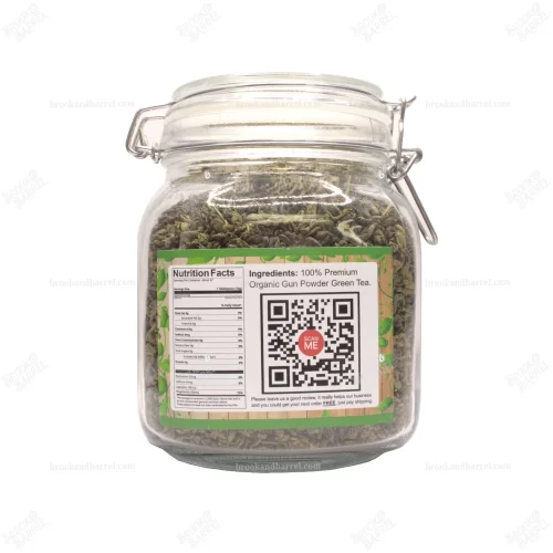 1.5lbs USDA Organic Gunpowder Green Tea - Brook & Barrel Tea: 1.5lbs - Glass Jar - Image 4