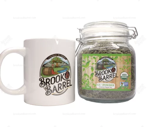 1.5lbs USDA Organic Gunpowder Green Tea - Brook & Barrel Tea: 1.5lbs - Glass Jar - Image 5