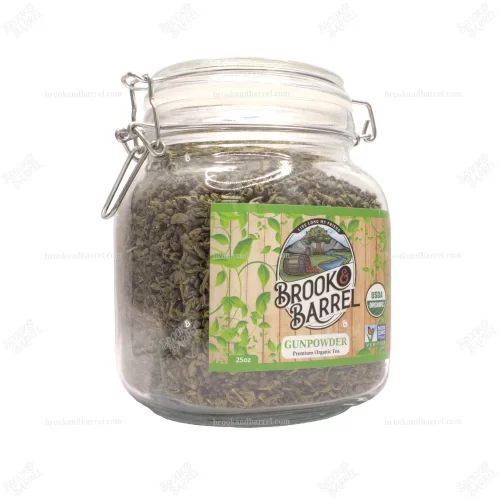 1.5lbs USDA Organic Gunpowder Green Tea - Brook & Barrel Tea: 1.5lbs - Glass Jar - Image 3