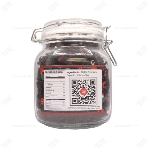 1.5lbs USDA Organic Hibiscus Tea - Brook & Barrel Tea 1.5lbs (Glass Jar) - Image 4