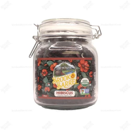 1.5lbs USDA Organic Hibiscus Tea - Brook & Barrel Tea 1.5lbs (Glass Jar)