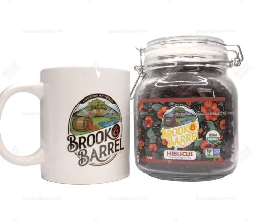 1.5lbs USDA Organic Hibiscus Tea - Brook & Barrel Tea 1.5lbs (Glass Jar) - Image 5