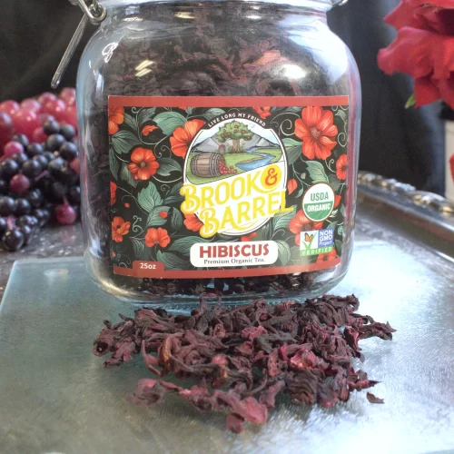 1.5lbs USDA Organic Hibiscus Tea - Brook & Barrel Tea 1.5lbs (Glass Jar) - Image 8