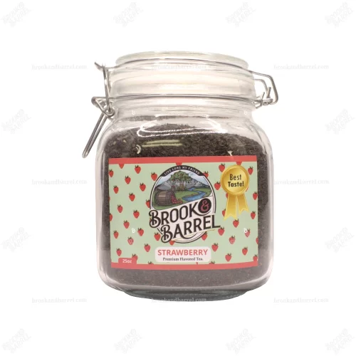 1.5lbs Strawberry Flavored Premium Black Tea - Brook & Barrel Organic Tea | Glass Jar