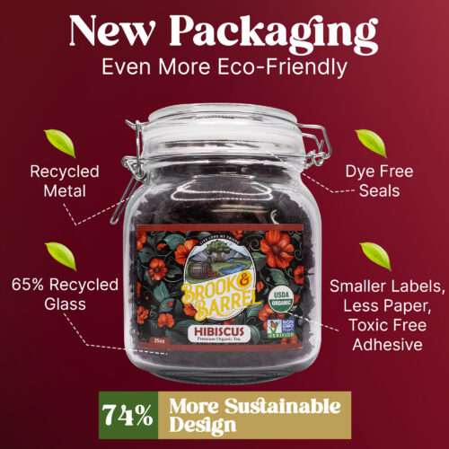 1.6lbs USDA Organic Hibiscus Tea - Brook & Barrel Tea (Glass Jar) - Image 5