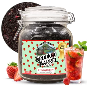 Alternative view of 1.6lbs Strawberry Flavored Premium Black Tea - Brook & Barrel Organic Tea | Glass Jar