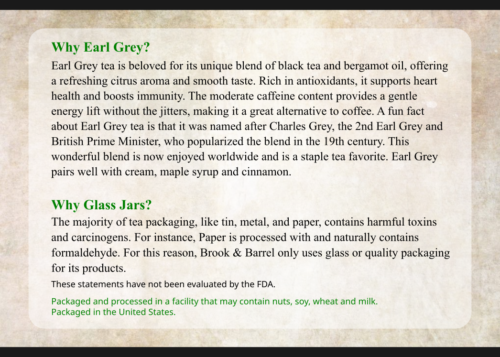 1.5lbs USDA Organic Earl Grey Tea - Brook & Barrel Tea (Glass Jar) | Premium Flavor - Image 13