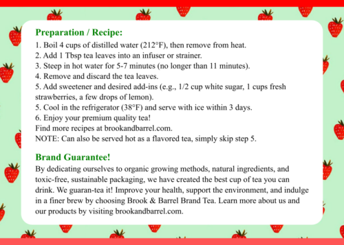 1.5lbs Strawberry Flavored Premium Black Tea - Brook & Barrel Organic Tea | Glass Jar - Image 13