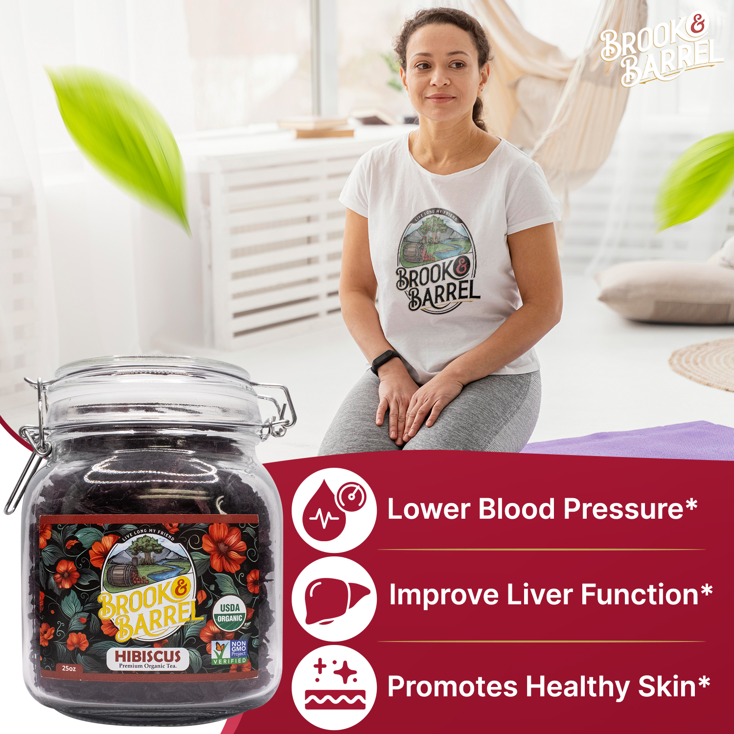 1.6lbs USDA Organic Hibiscus Tea - Brook & Barrel Tea (Glass Jar) 9 1.6lbs USDA Organic Hibiscus Tea - Brook & Barrel Tea (Glass Jar) - Image 9