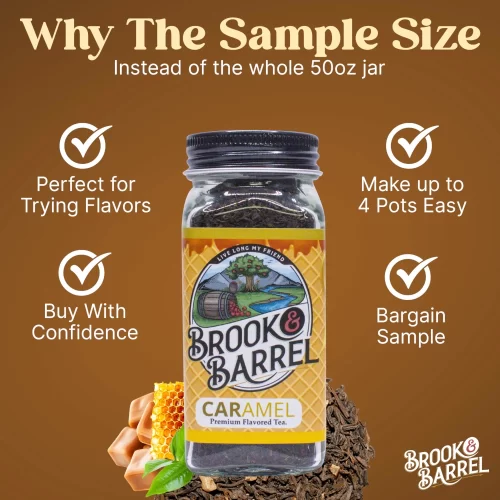 Brook & Barrel Organic Caramel Loose Leaf Tea – USDA Certified Organic – 6oz Sample Jar - Image 2