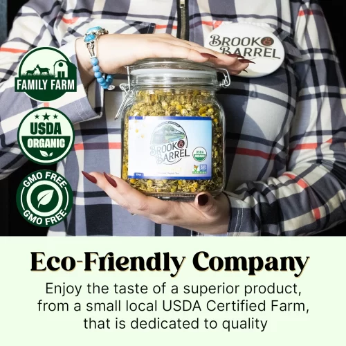 1.6lbs Brook & Barrel Premium USDA Organic Chamomile Loose Leaf Tea – Glass Jar - Image 4