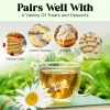 brook and barrel organic chamomile tea 50oz glass jar with mug and pairing chamomile