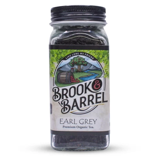 Brook and Barrel Loose Leaf Organic Earl Grey Tea – USDA Certified Organic – 6oz Glass Sample Jar – Premium Gourmet Tea