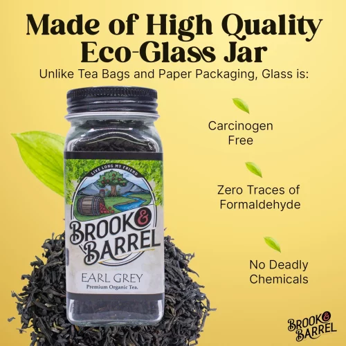 Brook and Barrel Loose Leaf Organic Earl Grey Tea – USDA Certified Organic – 6oz Glass Sample Jar – Premium Gourmet Tea - Image 9