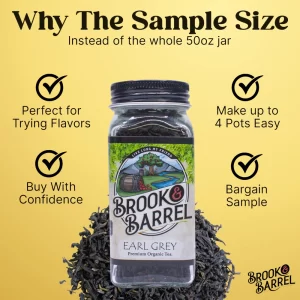 Alternative view of Brook and Barrel Loose Leaf Organic Earl Grey Tea – USDA Certified Organic – 6oz Glass Sample Jar – Premium Gourmet Tea