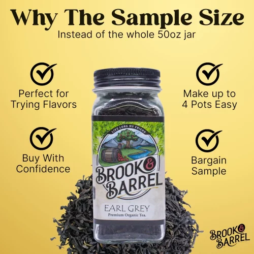Brook and Barrel Loose Leaf Organic Earl Grey Tea – USDA Certified Organic – 6oz Glass Sample Jar – Premium Gourmet Tea - Image 2