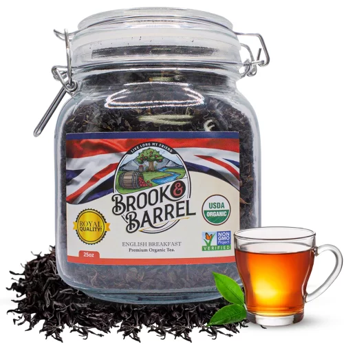 1.6lbs USDA Organic English Breakfast Tea – Brook & Barrel Tea - Glass Jar - Image 2