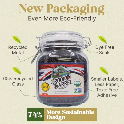 1.6lbs USDA Organic English Breakfast Tea – Brook & Barrel Tea - Glass Jar - Image 6
