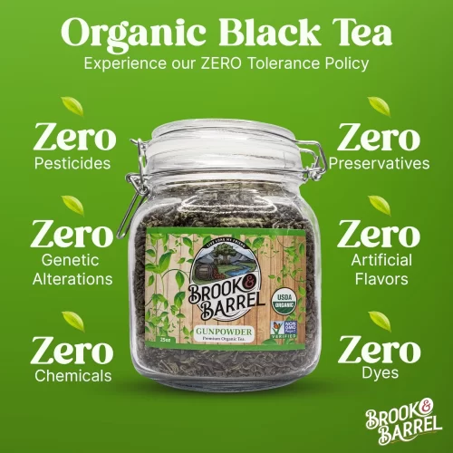 1.6lbs USDA Organic Gunpowder Green Tea - Brook & Barrel Tea - Glass Jar - Image 9