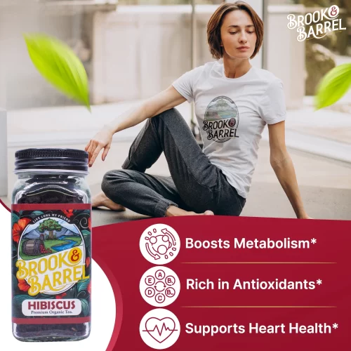 Brook & Barrel Loose Leaf Organic Hibiscus Tea Sample – USDA Certified Organic Herbal Tea in 6oz Glass Jar, Caffeine-Free Floral Tart Tea - Image 10