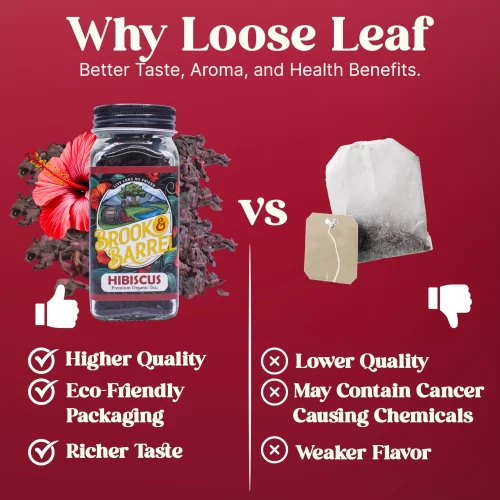 Brook & Barrel Loose Leaf Organic Hibiscus Tea Sample – USDA Certified Organic Herbal Tea in 6oz Glass Jar, Caffeine-Free Floral Tart Tea - Image 7