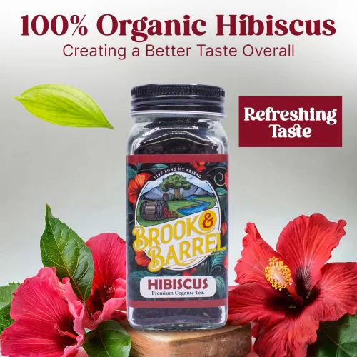 Brook & Barrel Loose Leaf Organic Hibiscus Tea Sample – USDA Certified Organic Herbal Tea in 6oz Glass Jar, Caffeine-Free Floral Tart Tea - Image 5