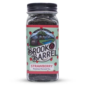 Brook & Barrel Organic Strawberry Black Tea – Loose Leaf USDA Certified Organic Tea Sample, Flavored Black Tea in 6oz Glass Jar
