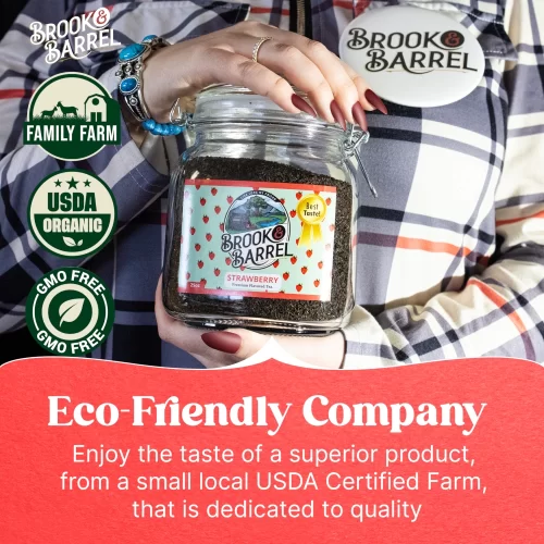 1.6lbs Strawberry Flavored Premium Black Tea - Brook & Barrel Organic Tea | Glass Jar - Image 3