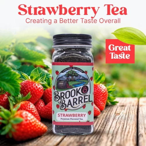 Brook & Barrel Organic Strawberry Black Tea – Loose Leaf USDA Certified Organic Tea Sample, Flavored Black Tea in 6oz Glass Jar - Image 8