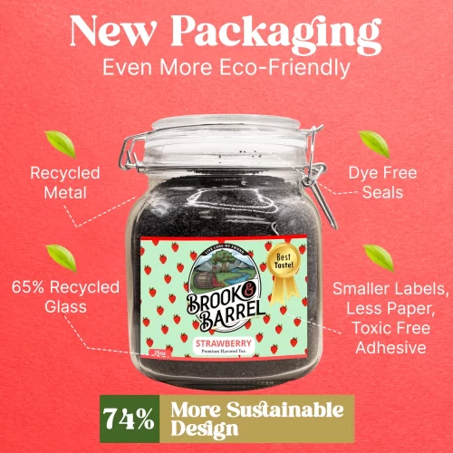 1.6lbs Strawberry Flavored Premium Black Tea - Brook & Barrel Organic Tea | Glass Jar - Image 4