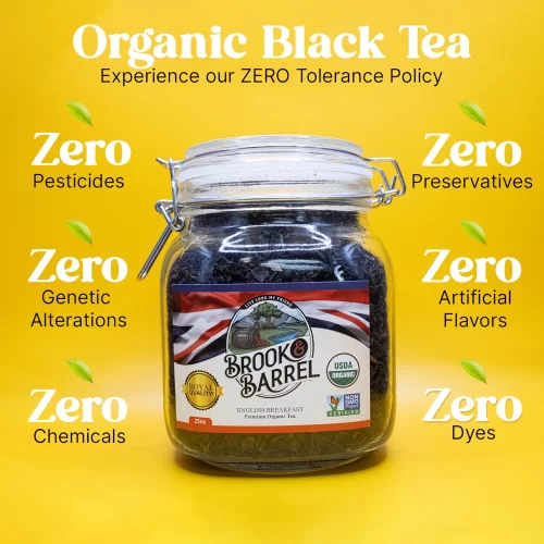 1.6lbs USDA Organic English Breakfast Tea – Brook & Barrel Tea - Glass Jar - Image 3