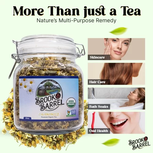 1.6lbs Brook & Barrel Premium USDA Organic Chamomile Loose Leaf Tea – Glass Jar - Image 13